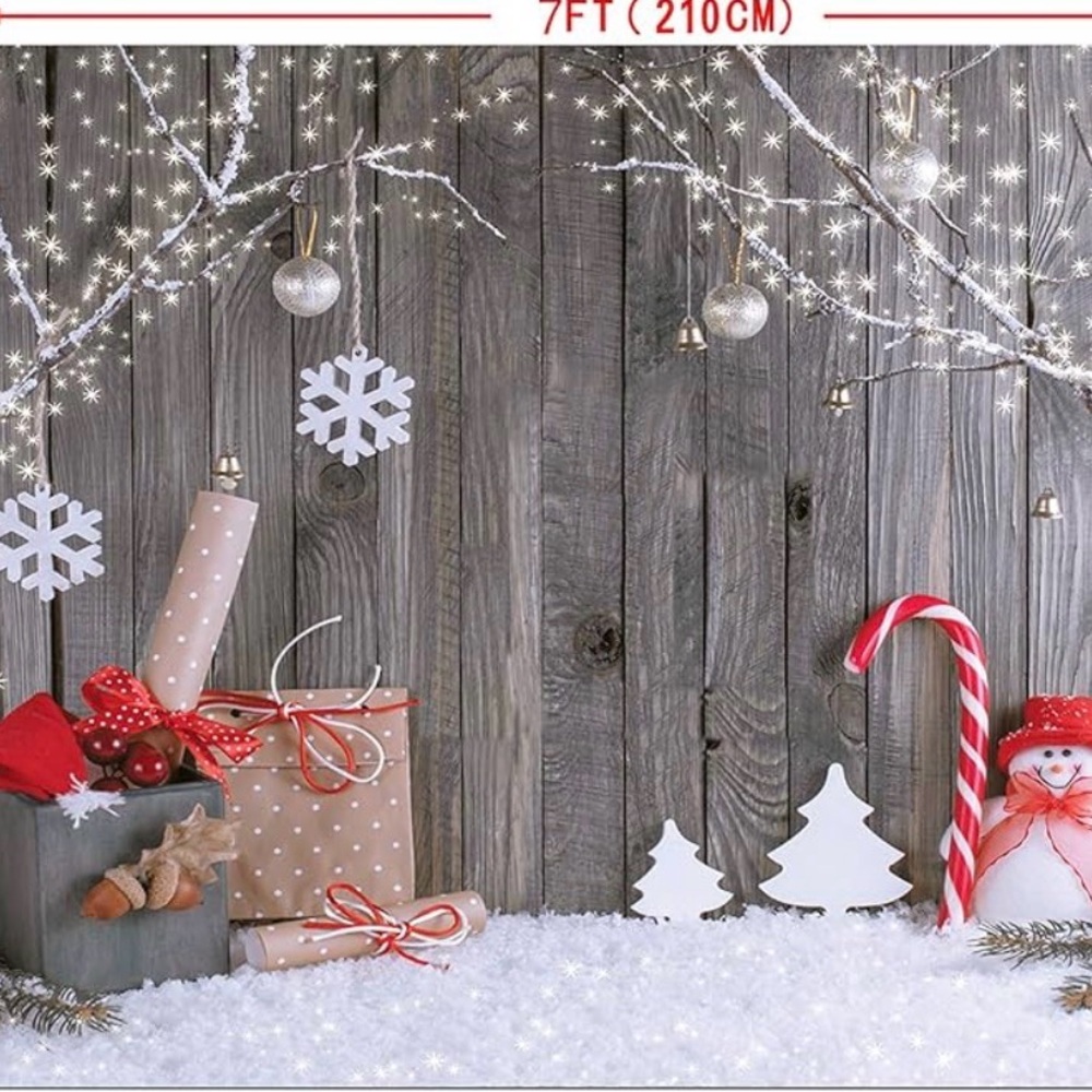 Festive Holiday Backdrop with Snowman and Gifts